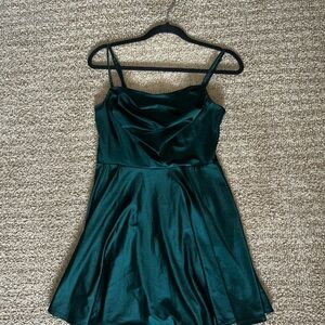 City Studio Teal Satin Mini Dress